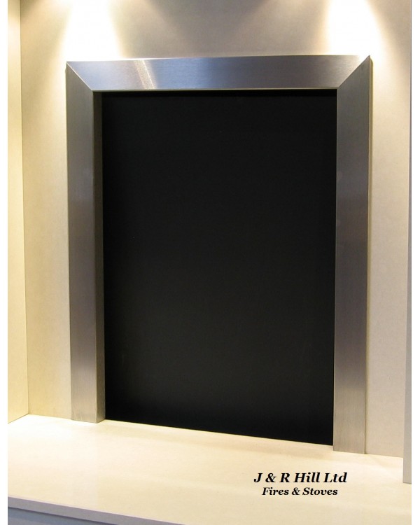 Open Coal Fire Brushed Stainless Steel, Stainless Steel Fire Surround